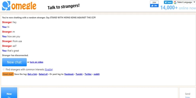 Omegle’s chat window
