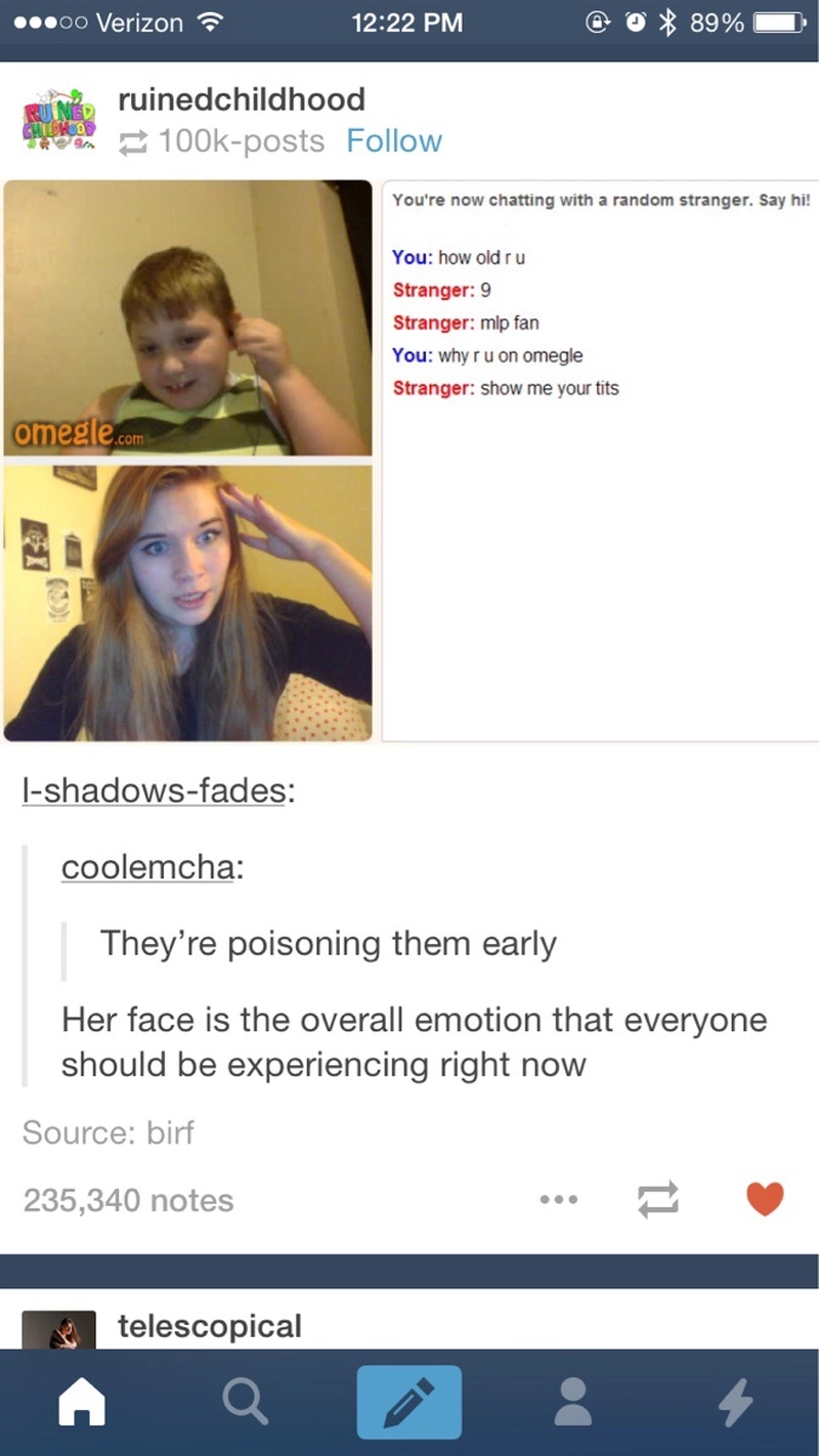 Tumblr's post about Omegle’s viral chat