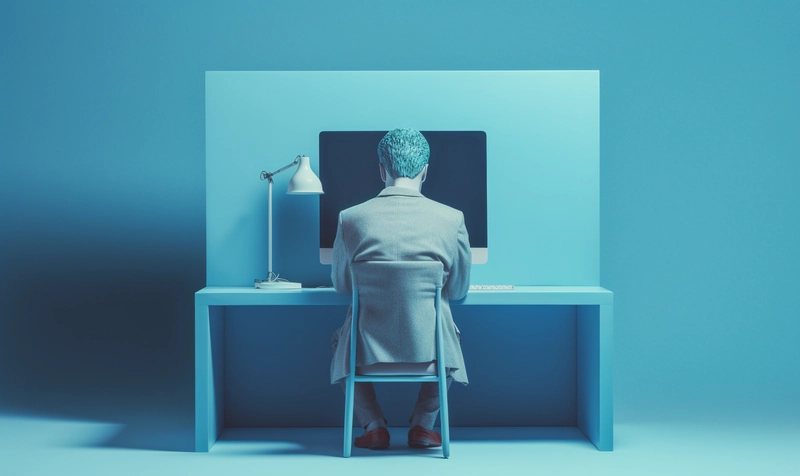Man looking at a computer screen